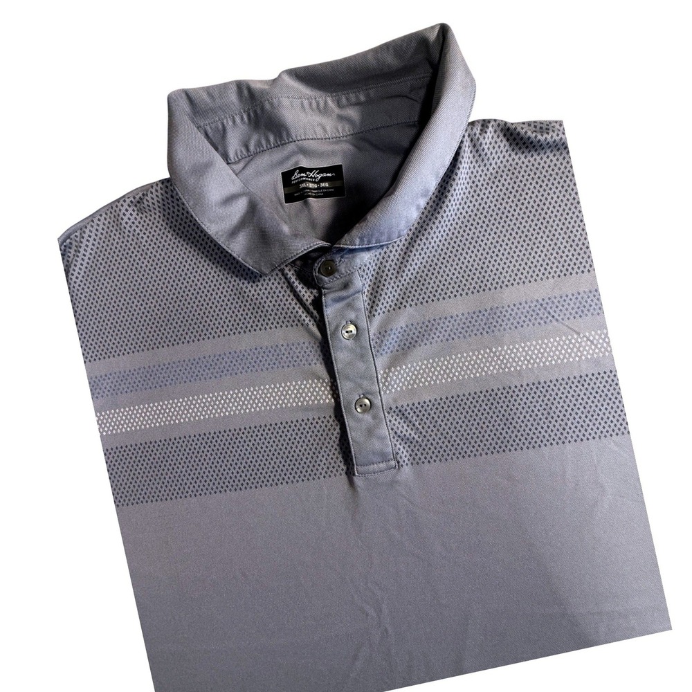 Ben Hogan Performance Mens 3XL‎ Gray Geometric Short Sleeve Golf Polo Shirt-2165